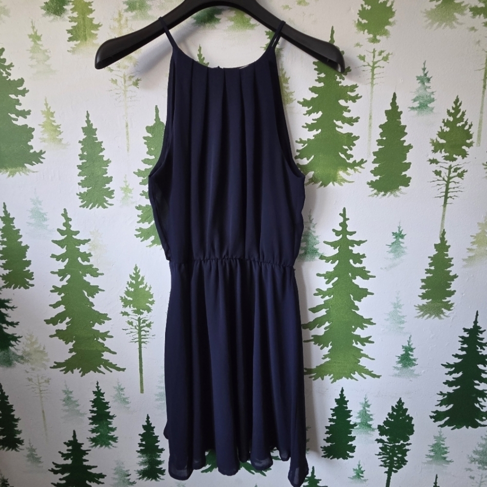 Lush Navy Blue Sleeveless Mini Dress